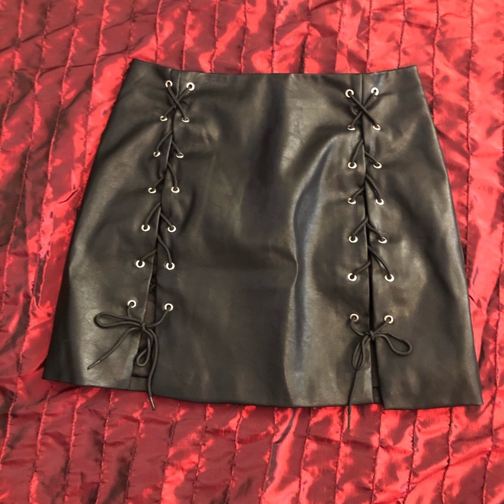 Sexy Black Faux Leather Skirt